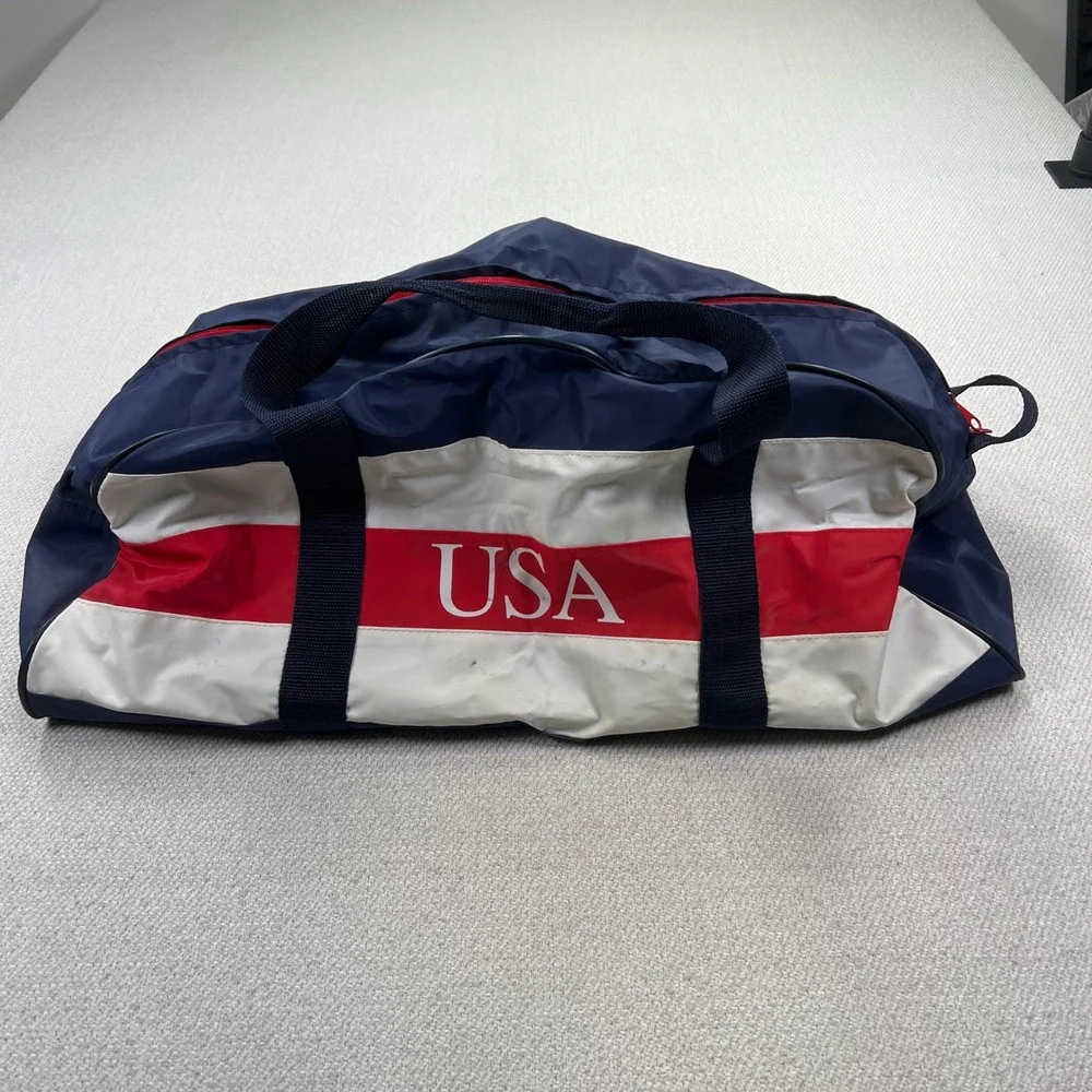 VTG 90s Jafra Promo Duffle Bag USA Patriotic Gym Bag Colorblock Olympics Retro